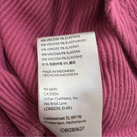 Urban Outfitters UO Midnight Halter Tank Top mauve pink cropped ribbed keyhole - Picture 7 of 8